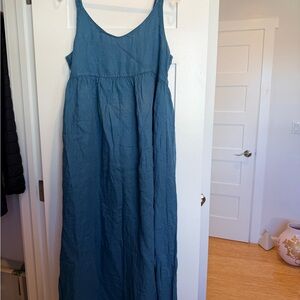 CP Shades Teal Maxi Linen Dress